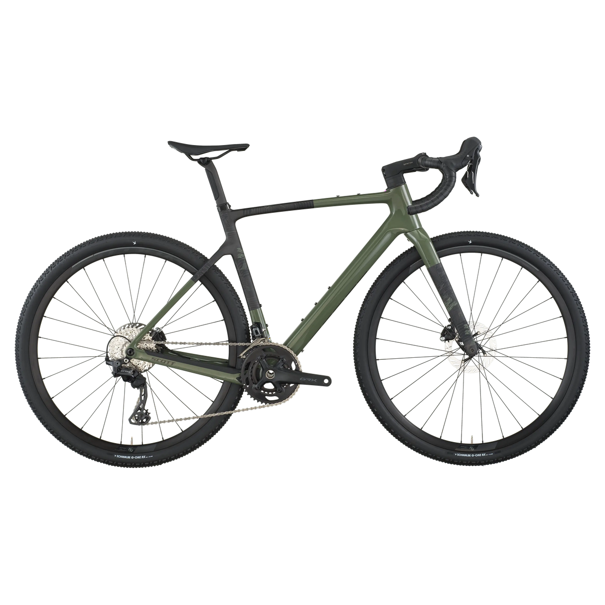 Green bicycle on a white background