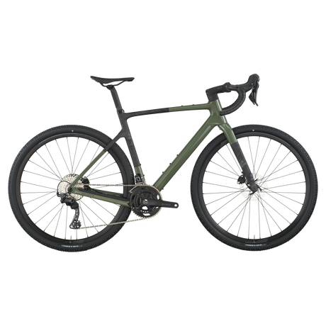 Green bicycle on a white background