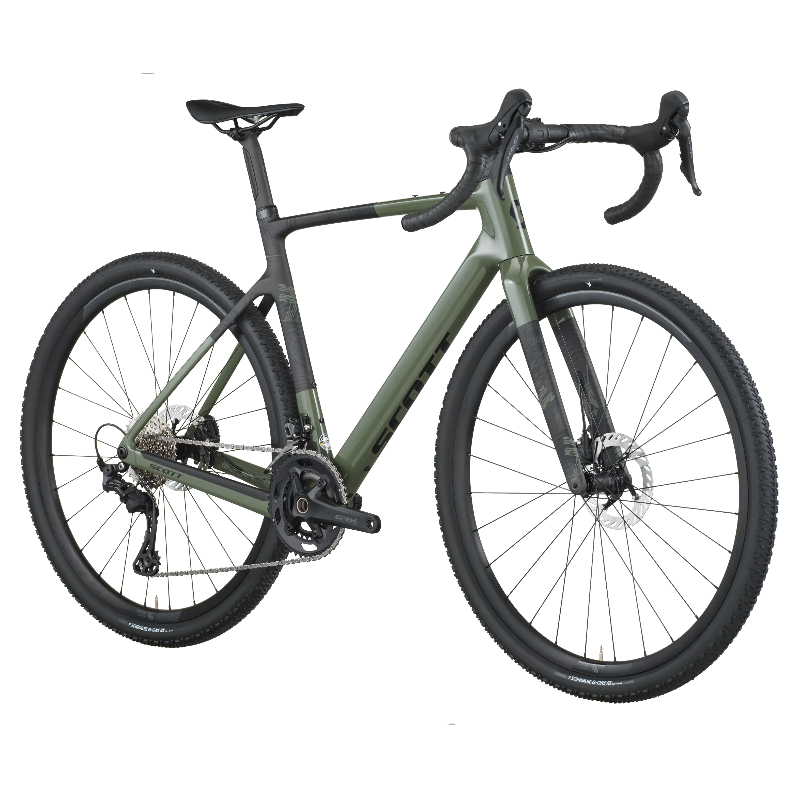 Green bicycle on a white background