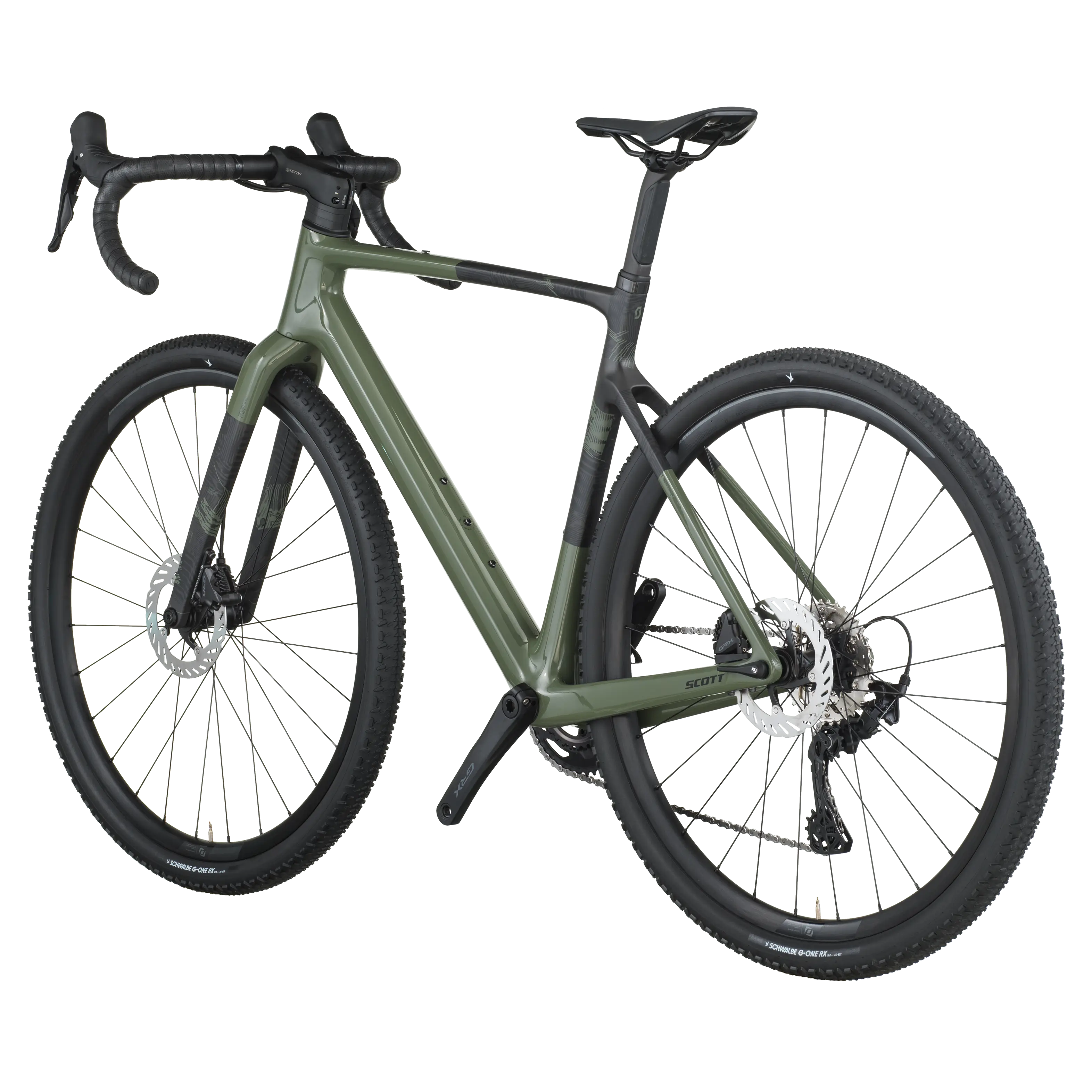 Green bicycle on a white background