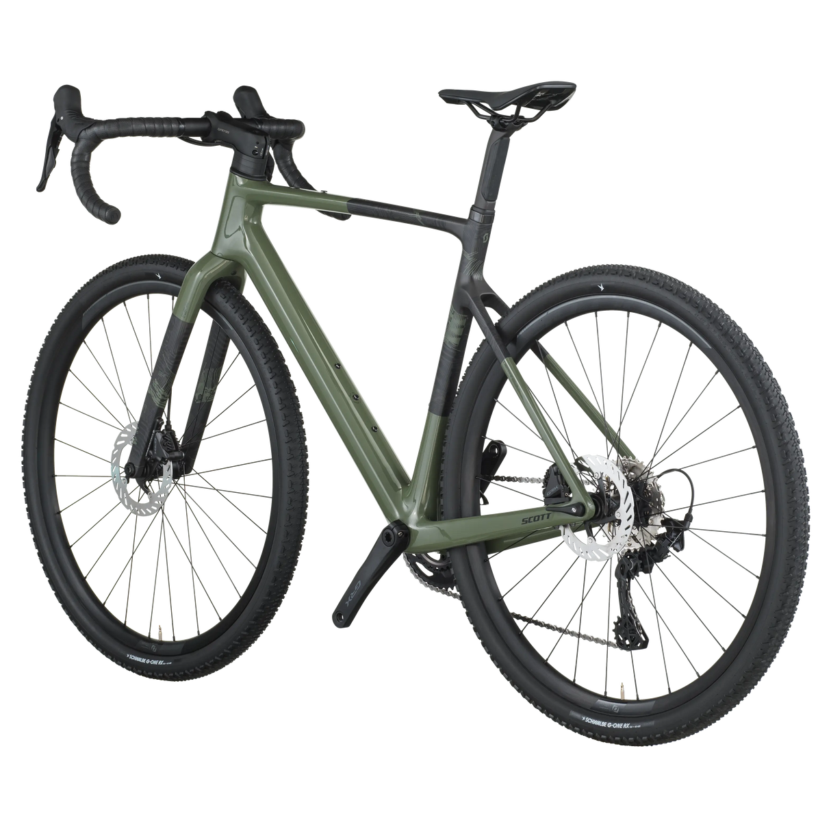 Green bicycle on a white background