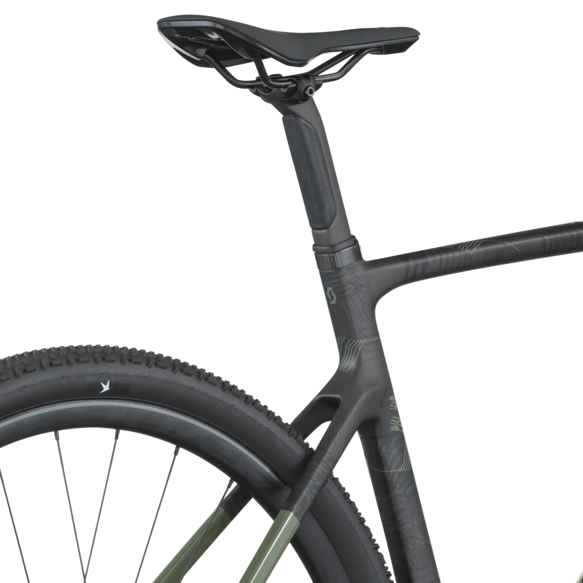 Close-up of a bicycle frame and seat on a white background