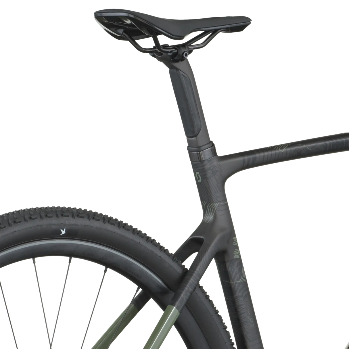 Close-up of a bicycle frame and seat on a white background
