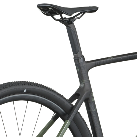Close-up of a bicycle frame and seat on a white background