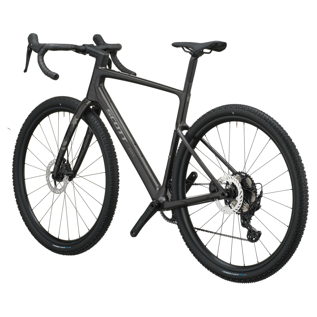 Scott Addict Gravel 40 2027 in carbon black, rear three-quarter view
