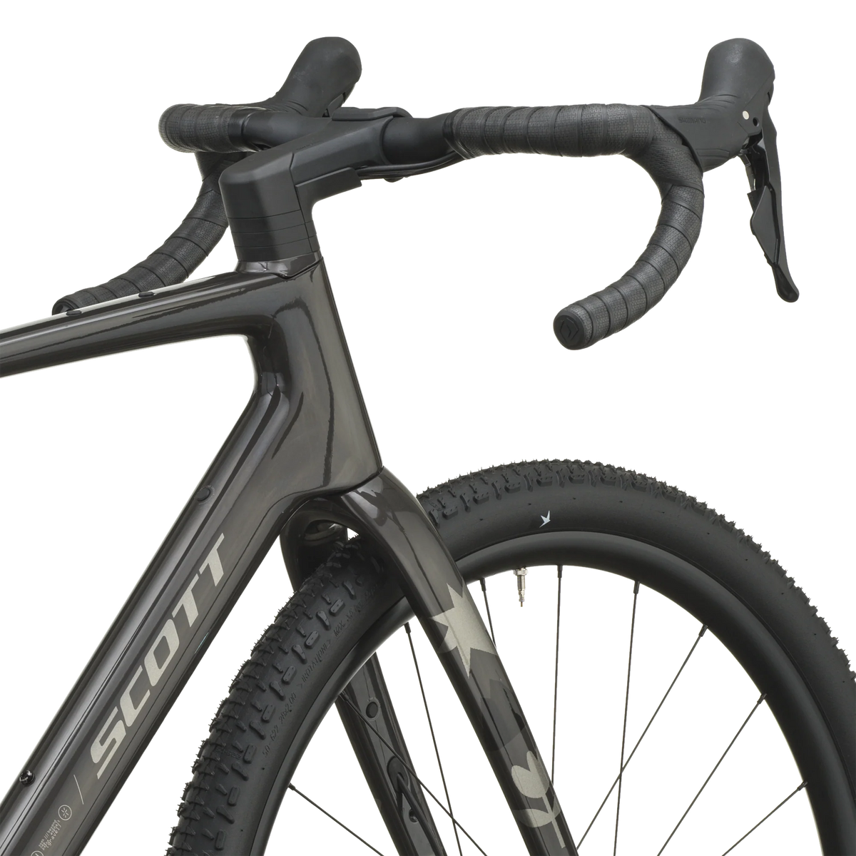 Scott Addict Gravel 40 2027 in carbon black, head tube and fork crown