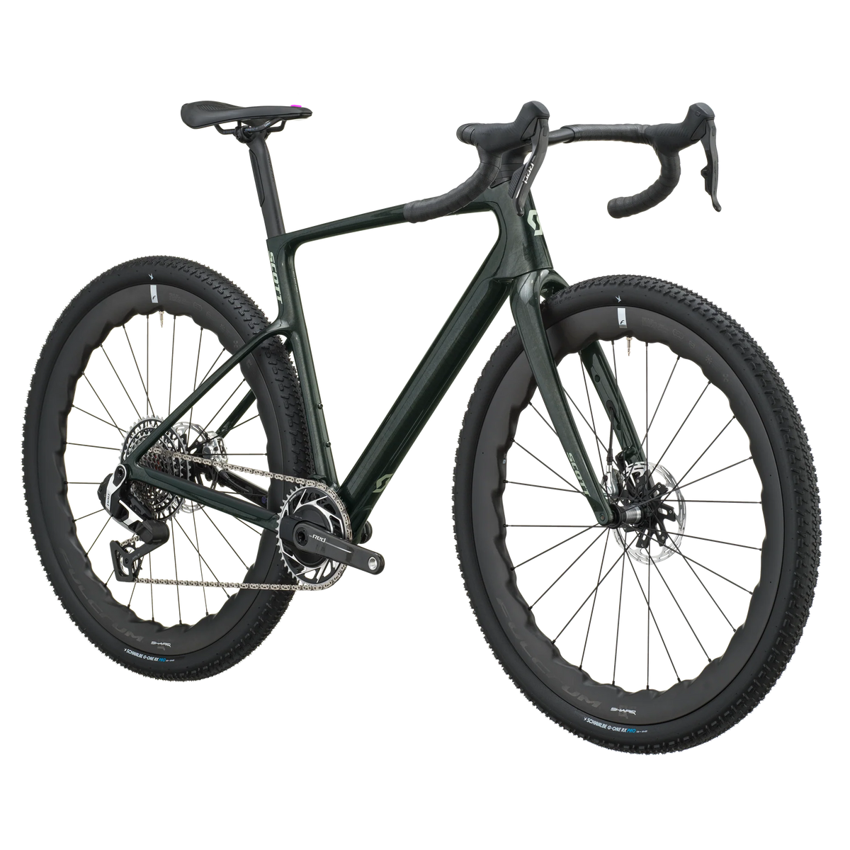 Scott Addict Gravel Premium 2027 in watery green, front three-quarter view