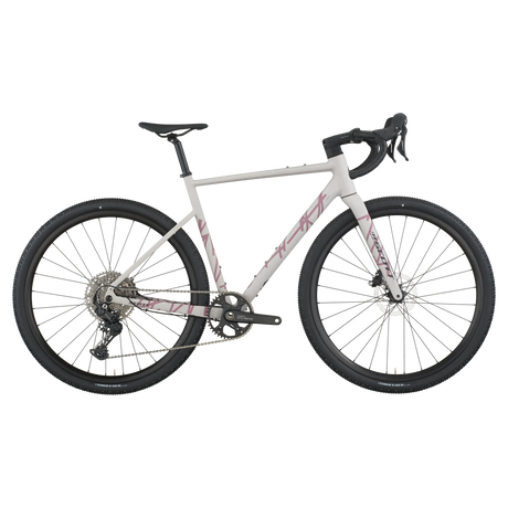 White bicycle with black components on a white background