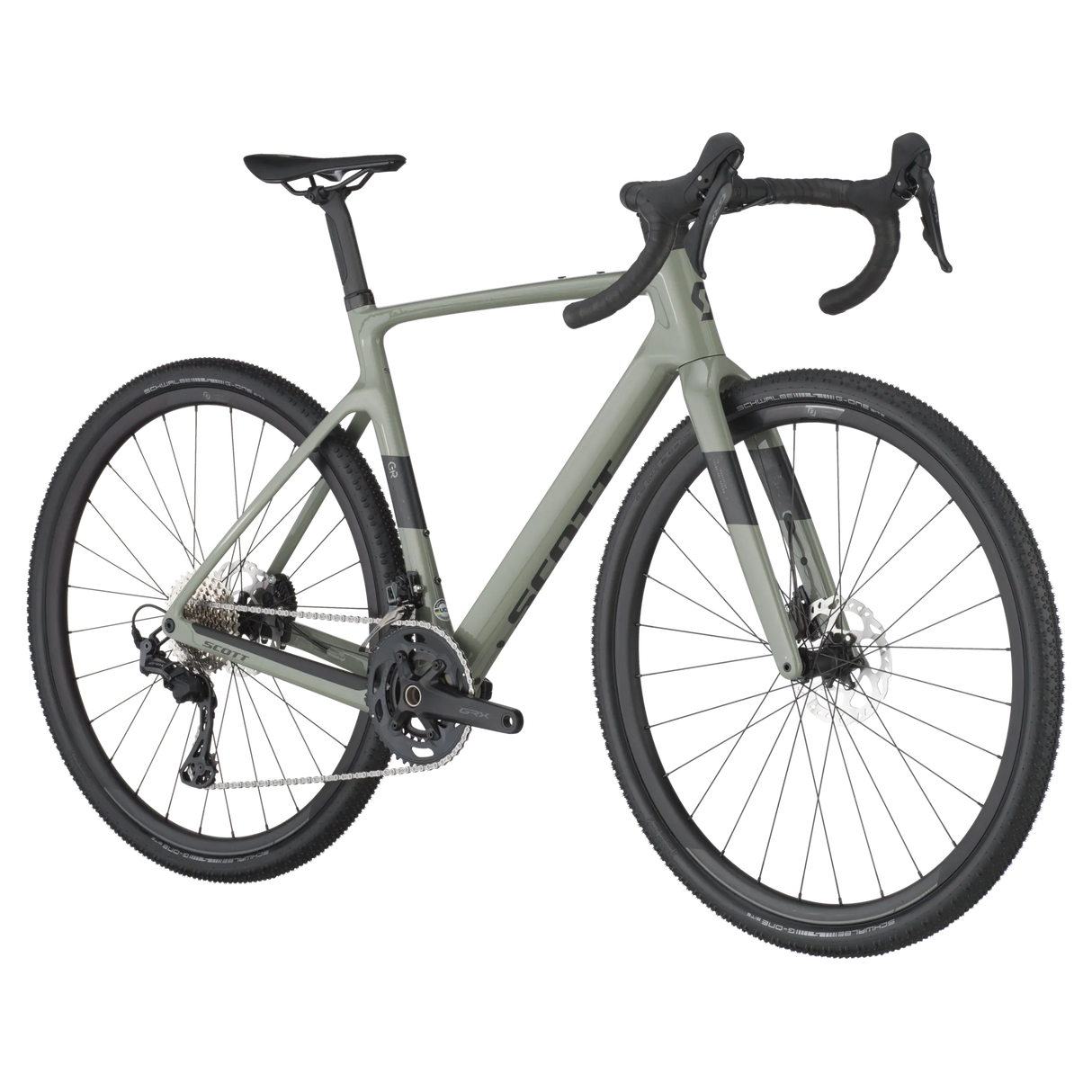 Angled side view of Scott Addict Gravel 50 showcasing lightweight frame, wide tires, and performance geometry for gravel adventures.