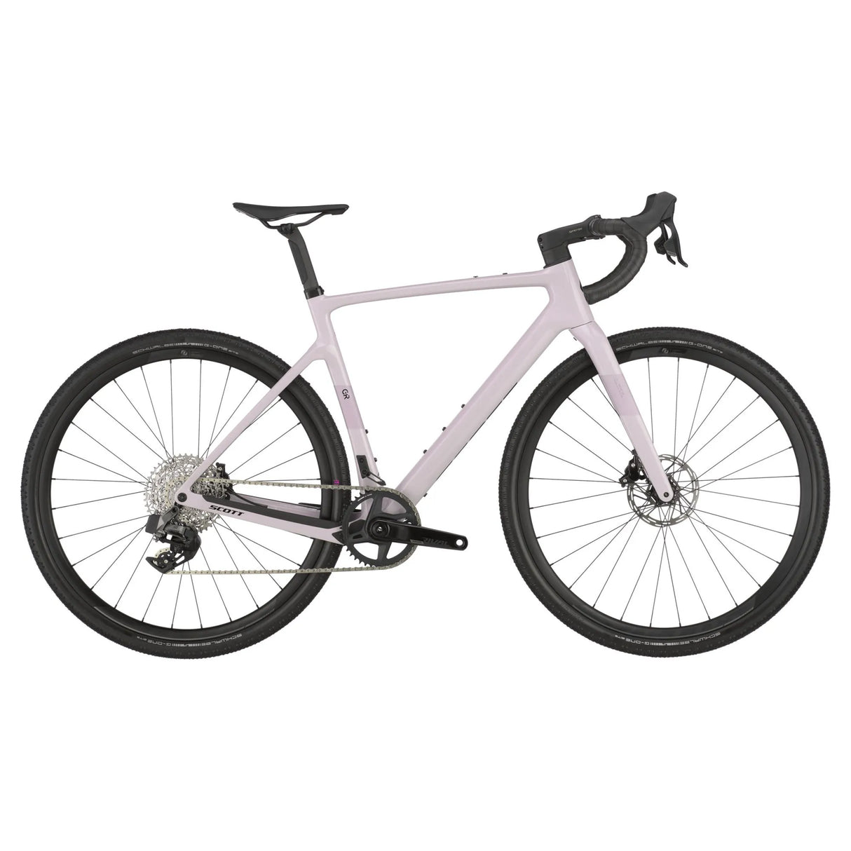 Scott Addict Gravel 30 gravel bike in light pink finish, ideal for versatile outdoor cycling across gravel, dirt, and paved surfaces.