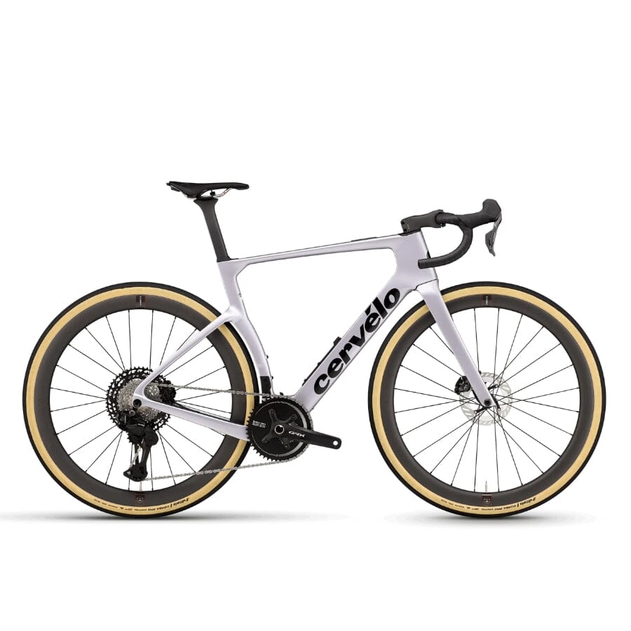 Cervélo Áspero-5 Shimano GRX Di2 gravel bike in Royal Mercury, drive-side profile with 1x GRX drivetrain and Reserve carbon wheels.