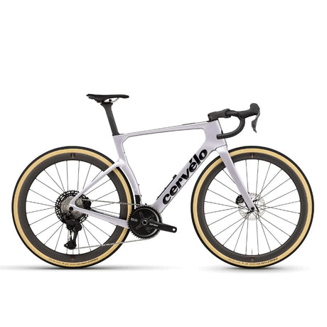 Cervélo Áspero-5 Shimano GRX Di2 gravel bike in Royal Mercury, drive-side profile with 1x GRX drivetrain and Reserve carbon wheels.