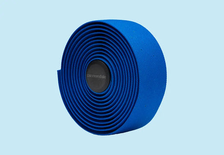 Rolled blue Cannondale KnurlCork Bar Tape