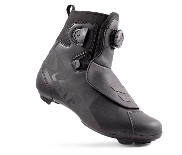 Lake CX146 Winter Road Shoe in black with waterproof upper and BOA closure, designed for cold-weather cycling performance.