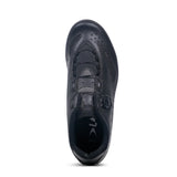 Top view of Lake CX219 Road Shoe in black, featuring BOA Fit System and contoured shape for secure and comfortable fit.