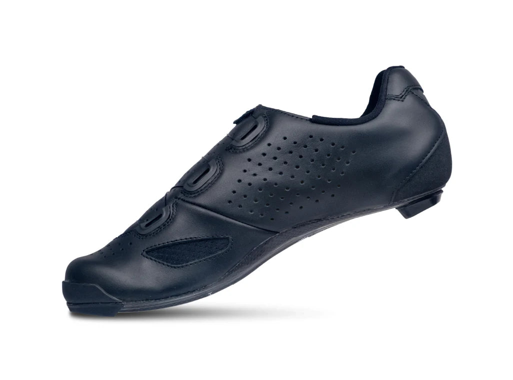 Black cycling shoe on a white background