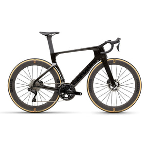 Cervélo S5 Dura-Ace Di2 Road Bike in black with deep-section Reserve wheels and aerodynamic carbon frame, ideal for high-speed cycling performance.