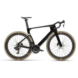 Cervélo S5 Force AXS Road Bike in black with deep-section Reserve wheels, designed for aerodynamic performance and speed in competitive cycling.