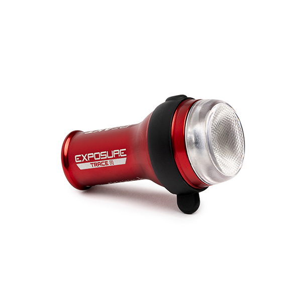 Exposure TraceR Mk4 ReAKT rear light in red on a white background