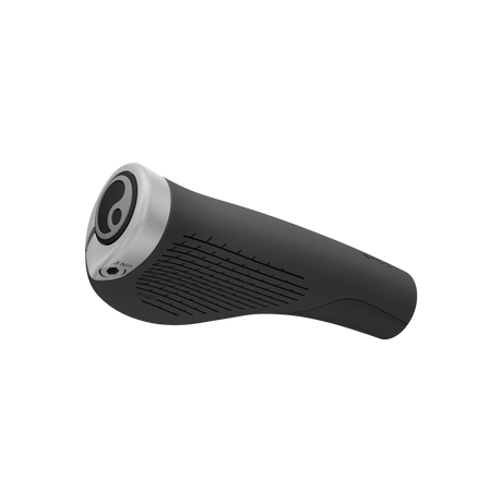 Ergon GP1 Evo grip seen end on, showing the silver lock ring clamp