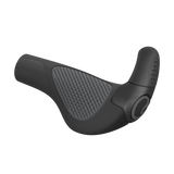Ergon GP2 Evo handlebar grip in black and grey, showing the ergonomic wing and the rubberised two finger bar end
