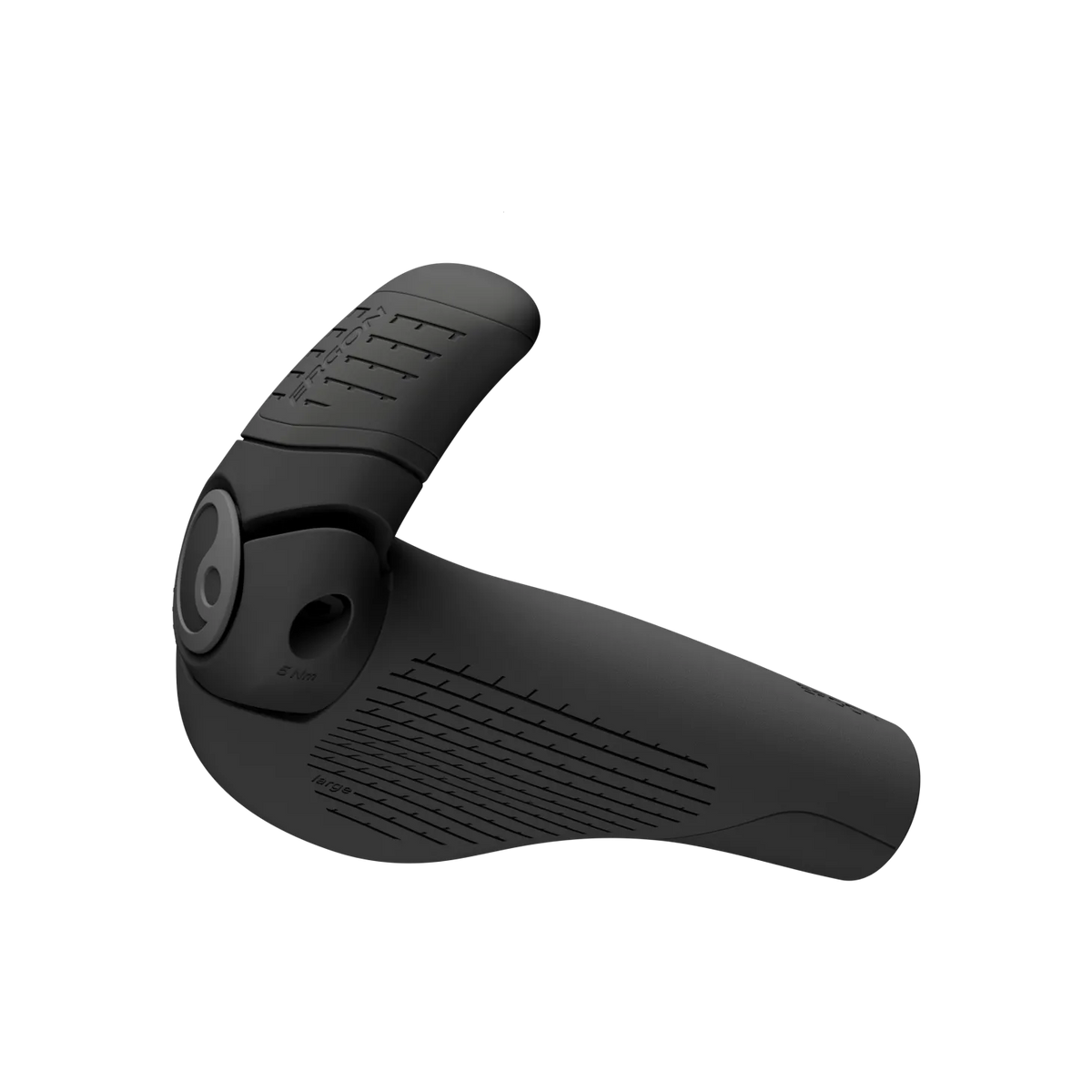Ergon GP2 Evo grip seen end on, showing the clamp and the textured underside of the wing