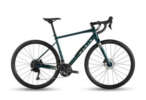 Marin Gestalt 1 gravel bike in metallic teal green, full side view on a white studio background