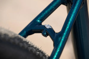 Threaded mudguard and rack mount at the seat stay junction of the Marin Gestalt 1, with clearance around a knobbly gravel tyre