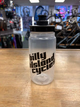 Compact Bilsland Bottle Fly CLR with black cap, featuring bold Billy Bilsland Cycles branding. Designed for easy grip and quick hydration.