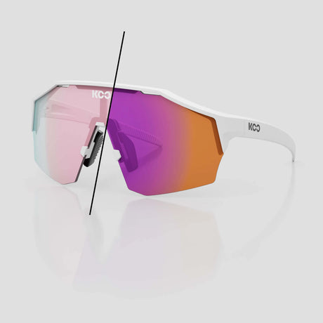 KOO Alibi cycling sunglasses – White Matt frame with Photochromic Fuchsia Mirror lens