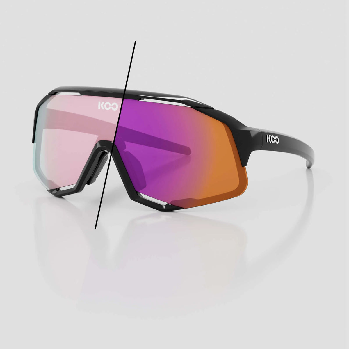 KOO Demos cycling sunglasses – Black frame with Photochromic Fuchsia Mirror lens