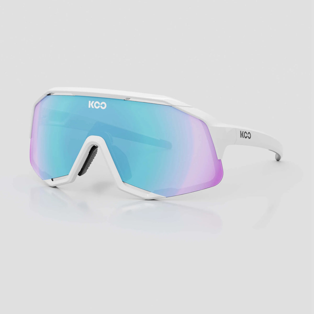 KOO Demos cycling sunglasses – White frame with Turquoise Mirror lens