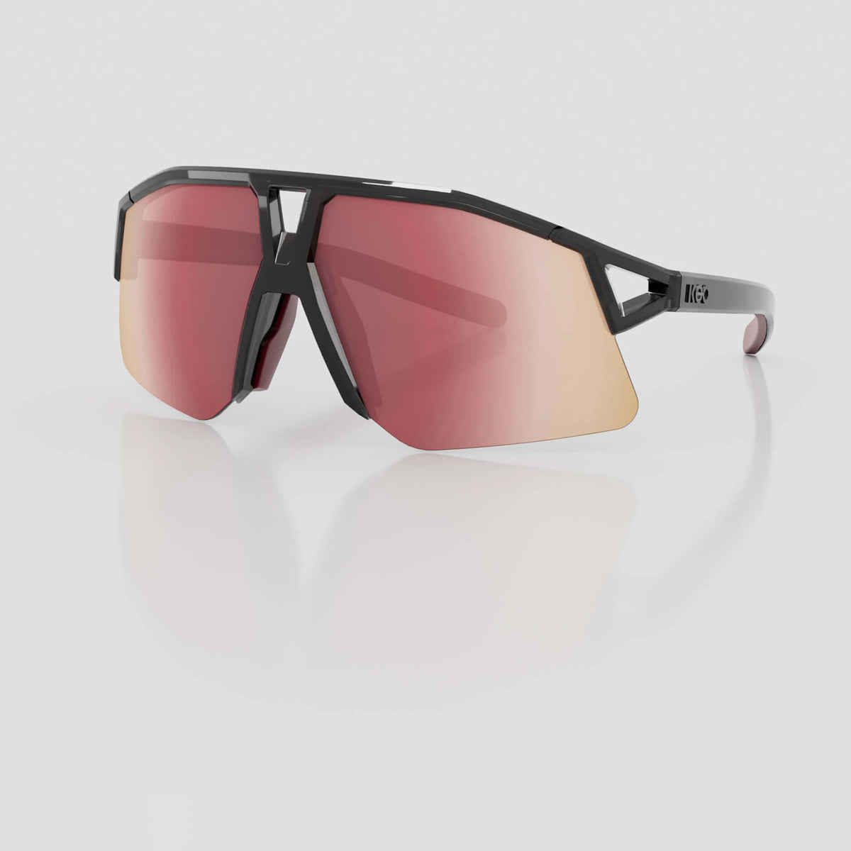 KOO Hype cycling sunglasses – Black Glass frame with Siena Red Mirror lens