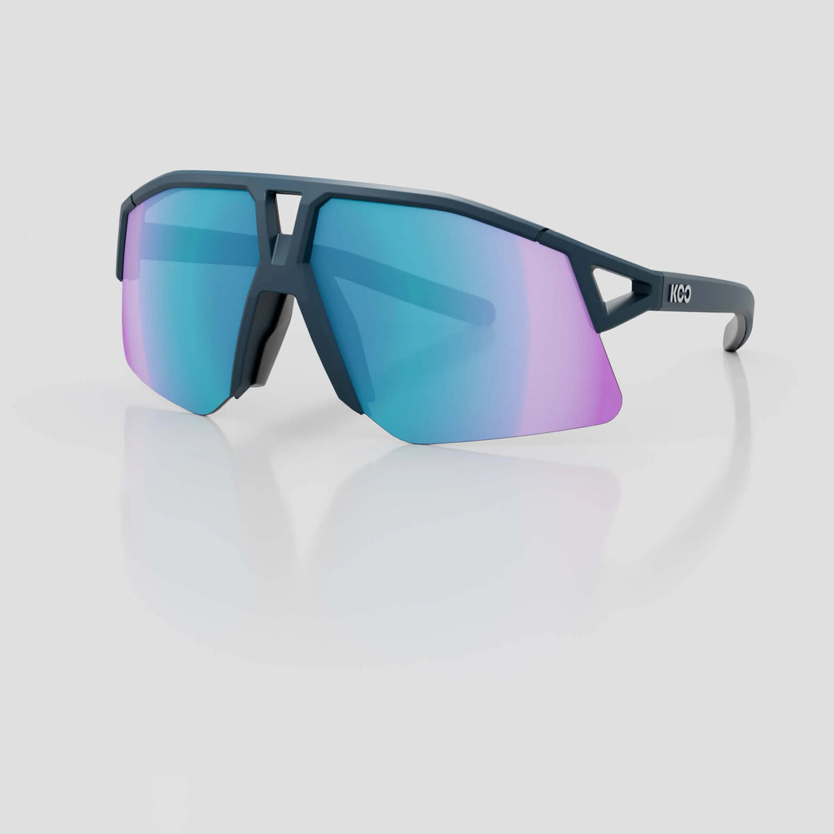 KOO Hype cycling sunglasses – Dark Blue Matt frame with Turquoise Mirror lens