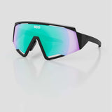 KOO Spectro cycling sunglasses – Black Matt frame with Green Mirror lens
