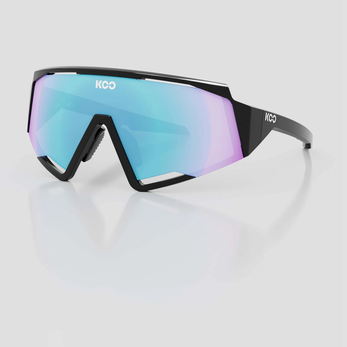 KOO Spectro cycling sunglasses – Black frame with Turquoise Mirror lens