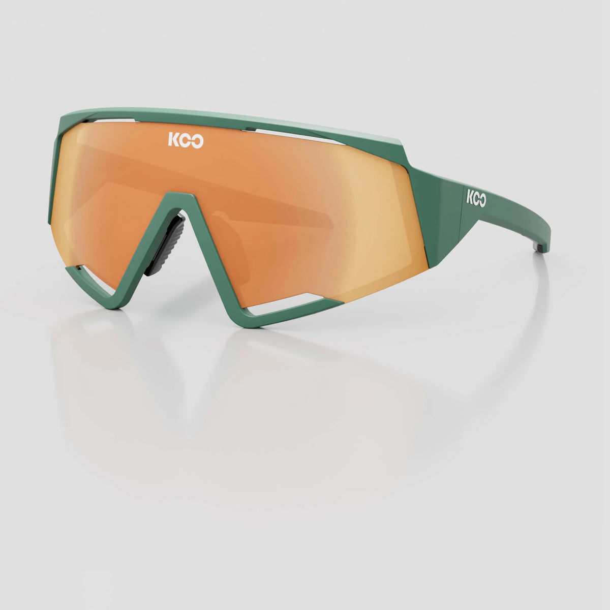 KOO Spectro cycling sunglasses – Green Matt frame with Orange Mirror lens