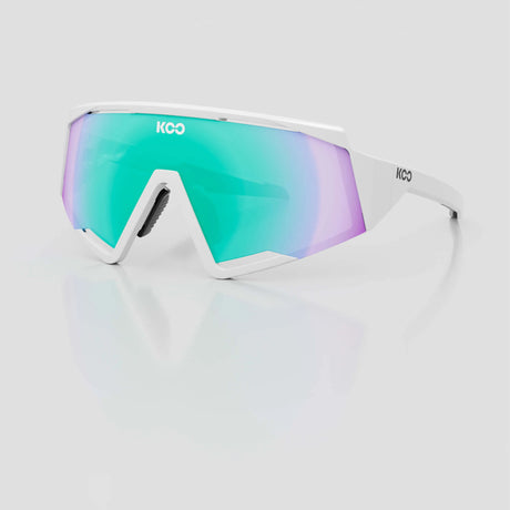KOO Spectro cycling sunglasses – White frame with Green Mirror lens