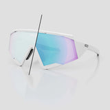 KOO Spectro cycling sunglasses – White frame with Photochromic Turquoise Mirror lens