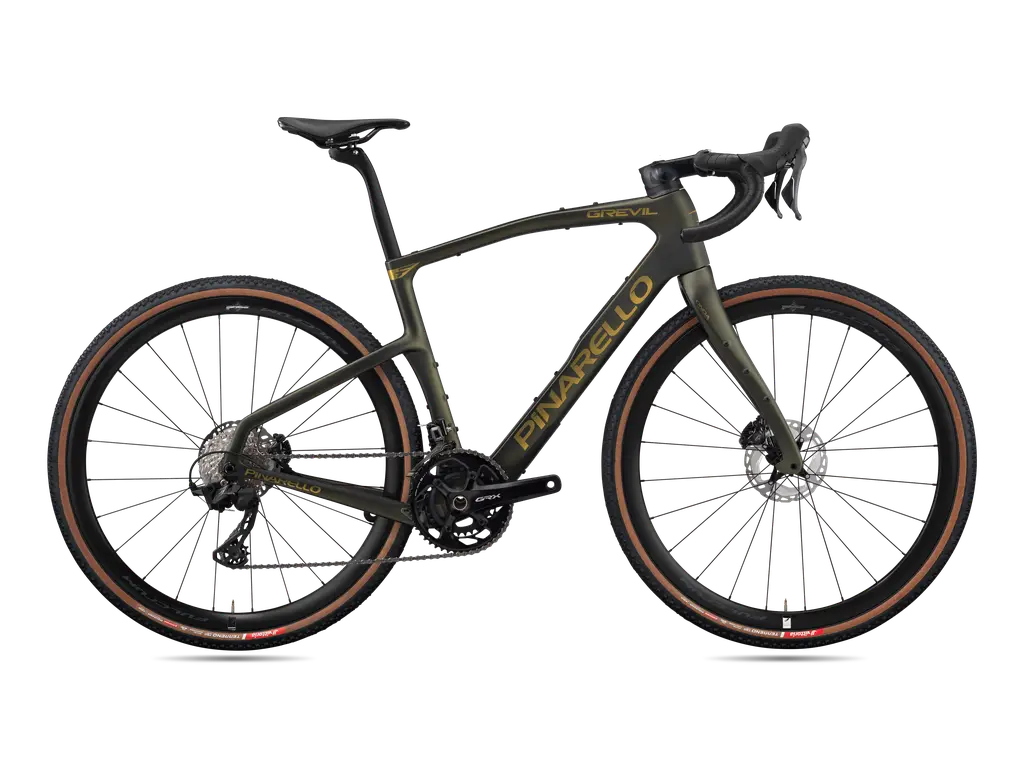 Carbon bicycle with Pinarello branding on a white background