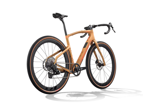 Orange bicycle on a white background