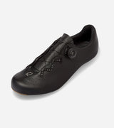 Angled view of black QUOC Escape Road Shoe with performance-focused design and micro-adjustable dial for precise fit.