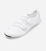 Angled view of QUOC M3 Pro Road Shoe displaying aerodynamic shape and structured upper for all-season cycling performance.