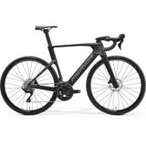 Merida Reacto 4000 aero road bike in black and grey, side view on a white background