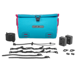 Cyber blue rectangular Ortlieb Velo-Sling 3L handlebar bag with black mounting straps and hardware accessories.