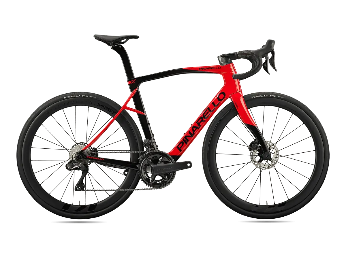 Red Pinarello X7 Ultegra Di2 road bike side view