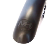 Close view of the moulded MH logo on the tail of the Mudhugger Gravel Hugger front mudguard