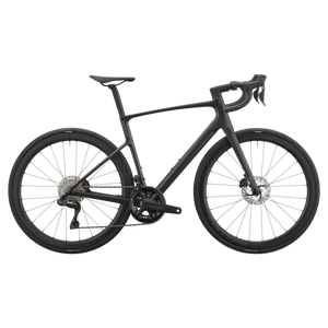 Carbon black Scott Addict 20 road bike, drive-side profile with Shimano Ultegra groupset and disc brakes.