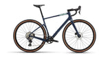 Cervelo Aspero GRX RX610 gravel bike in navy blue with tan wall tyres, side view on a white background