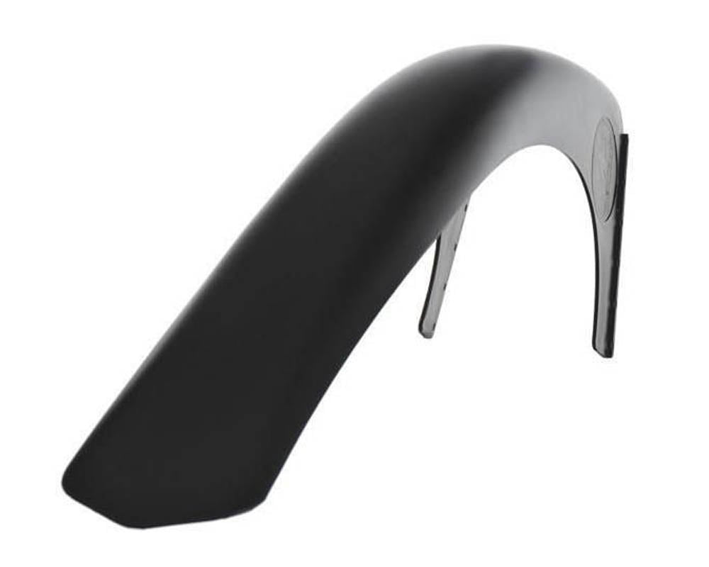 Mudhugger Small rear mudguard in black, showing the arched brace that mounts to the seat stays